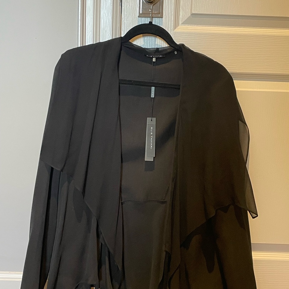 New With Tags Elie Tahari Black Draped Cardigan Jacket - medium - Picture 2 of 7